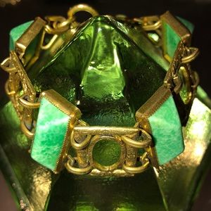 Antique brass glass 1920s bracelet